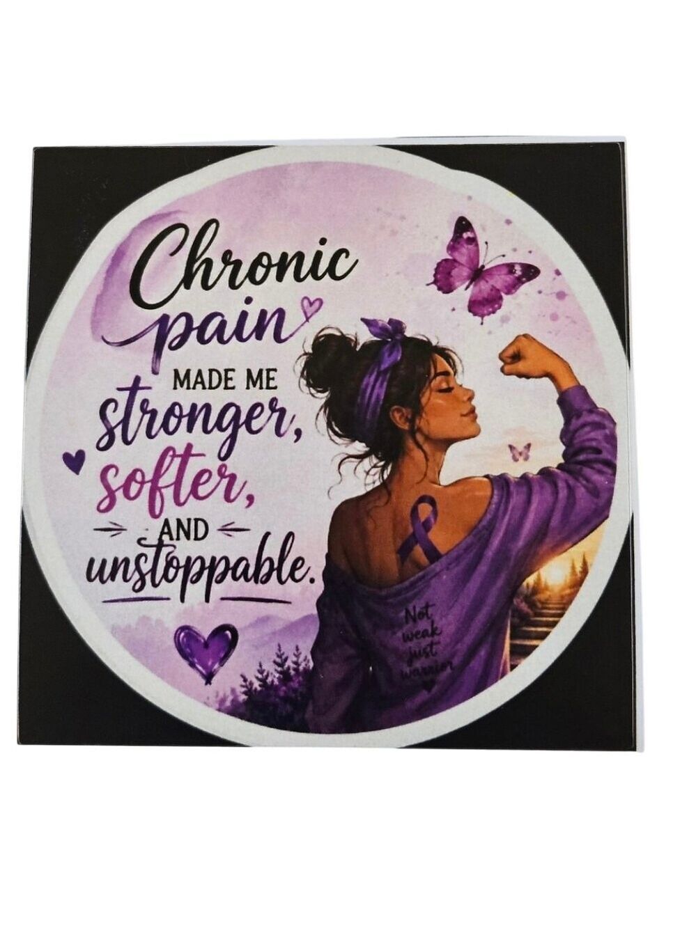 Handmade Chronic Pain Warrior Vinyl Sticker Purple Ribbon Butterfly Awareness 3" - Picture 10 of 17